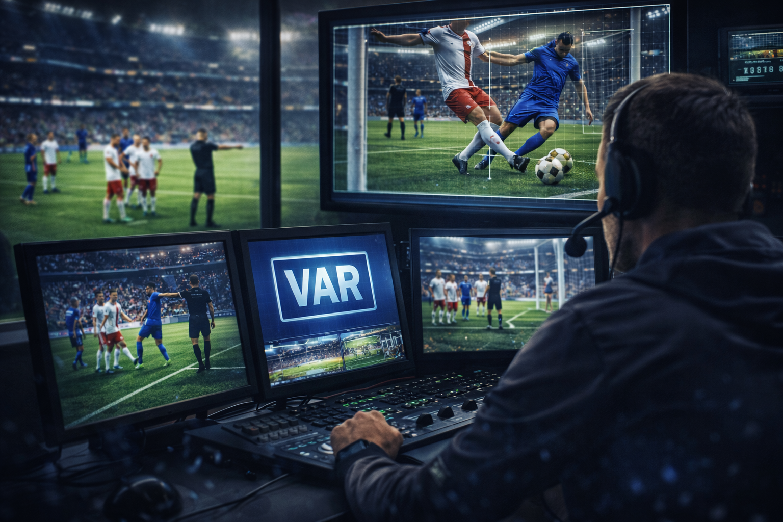 Phòng VAR trong trận đấu bóng đá