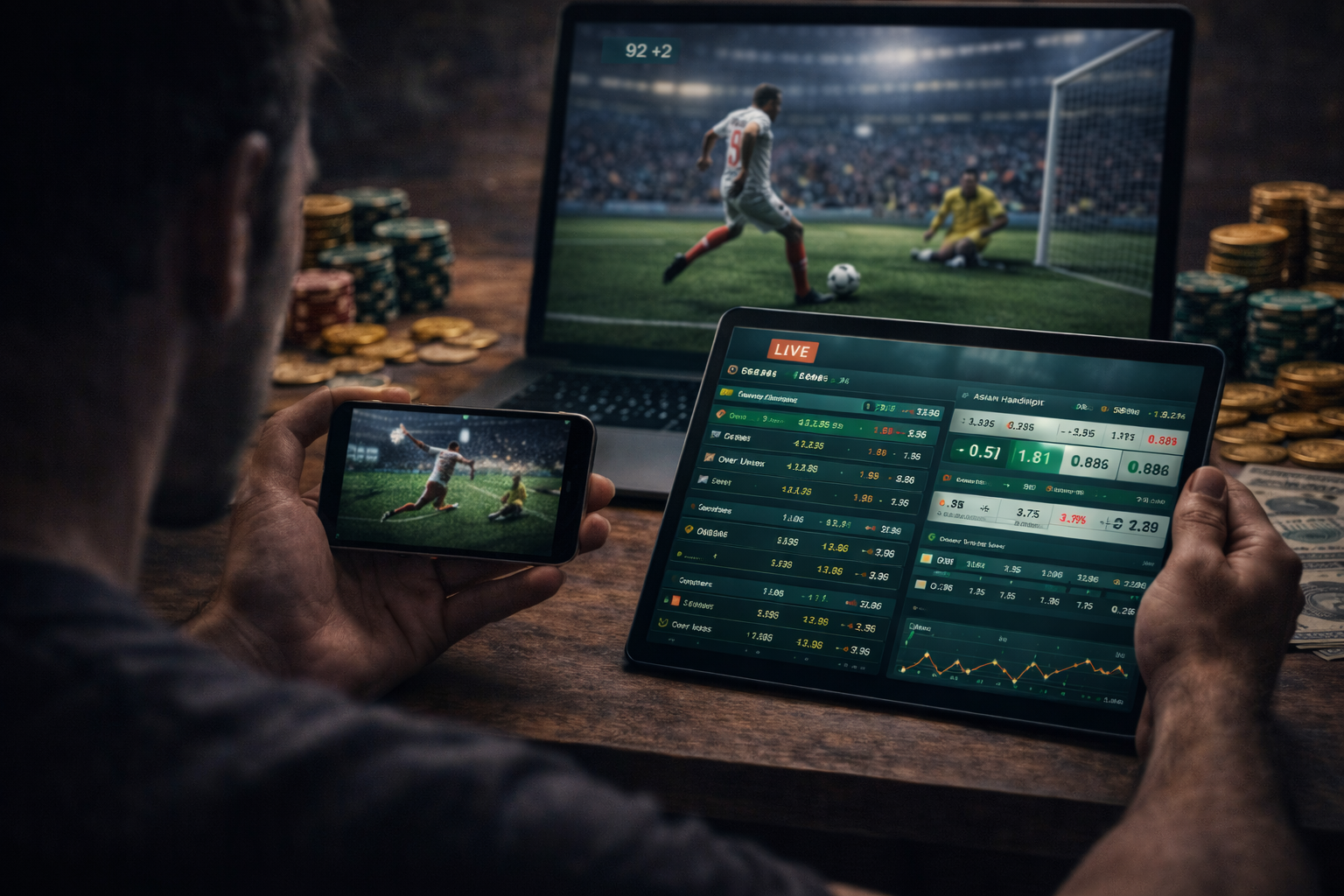 Cược bóng qua smartphone và máy tính bảng