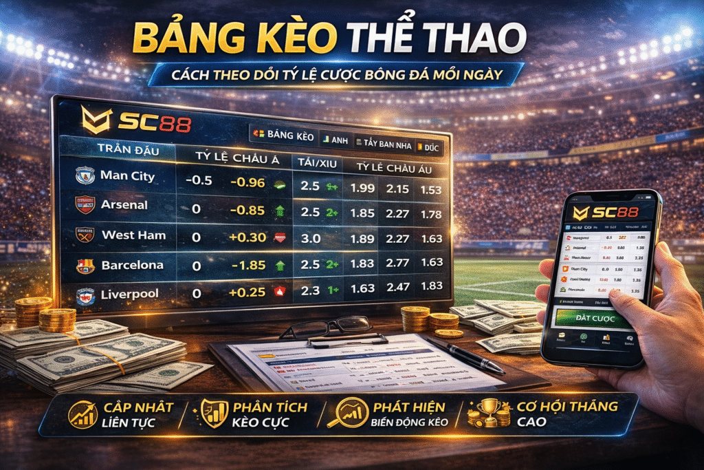 Bảng kèo thể thao SC88 trực tuyến